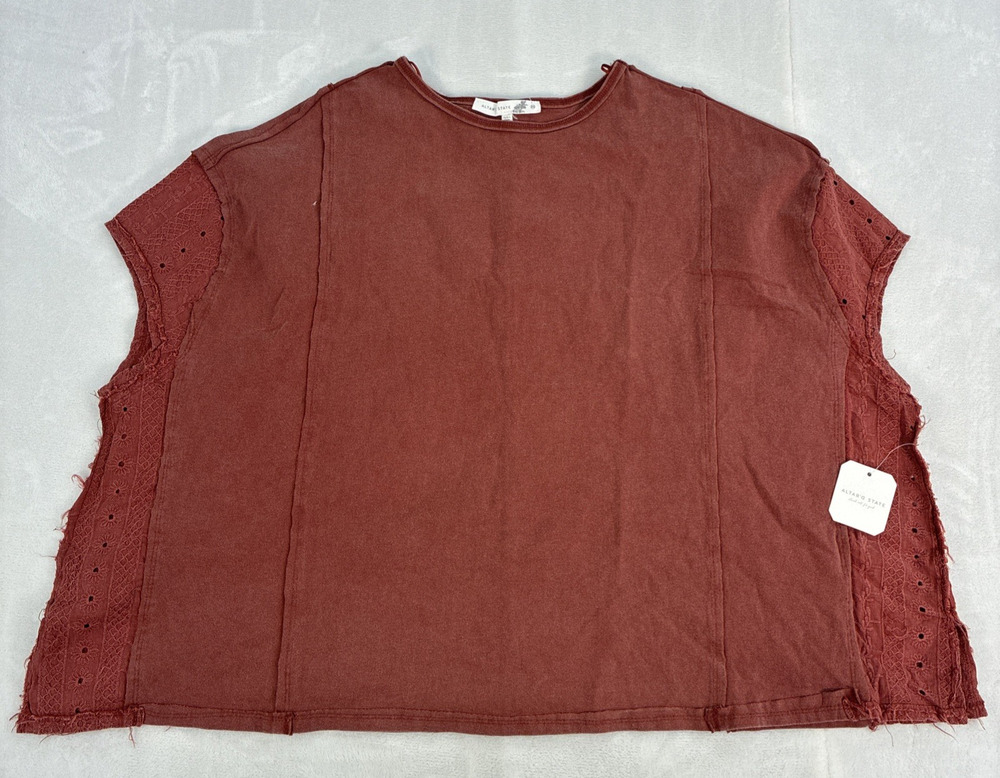 NWT Altar'd State TShirt Womens XS Oversized Cropped Embroidered Cottage Charity